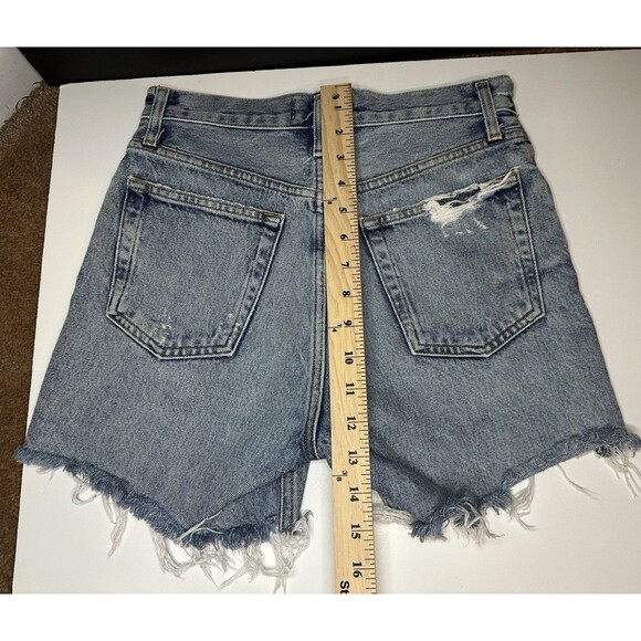 Agolde Jaden High Rise Cut Off Button Fly Distressed Denim Jean Shorts Sz 24 - Picture 3 of 6
